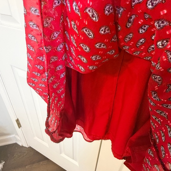LOFT Red Paisley Short Sleeve Dress 12p - Picture 6 of 8